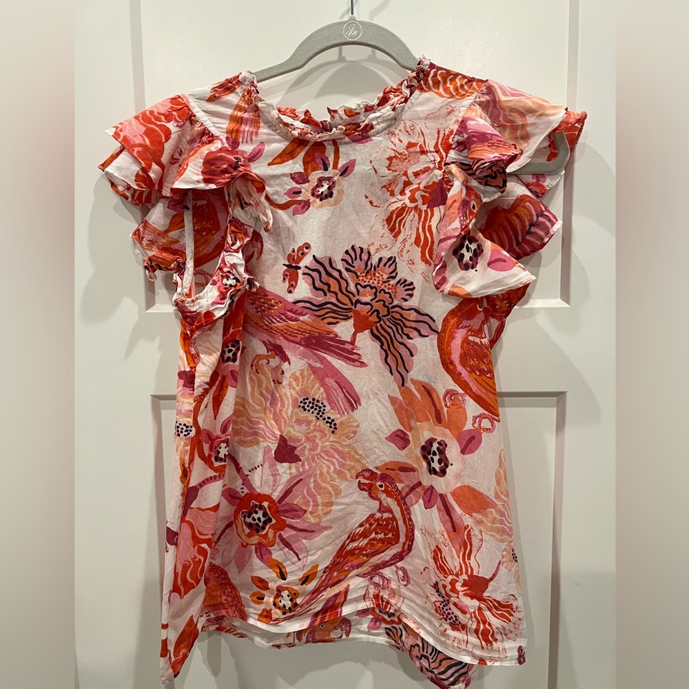Anthropologie Banjanan Punky Parrot Scarlett Ruffle Sleeve Klara Top Medium